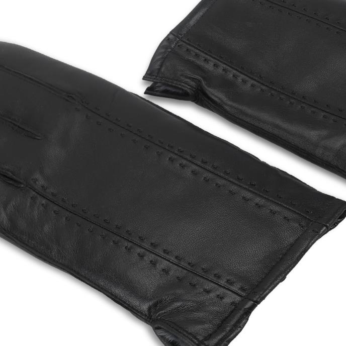 Isotoner® Mens Leather Glove With Stitch Detail Black Extra Image 4